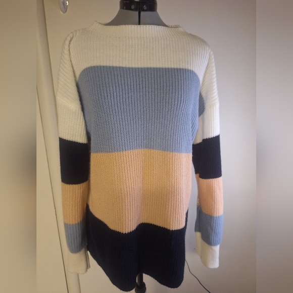 3 Toned Striped Sweater Size Large - Picture 2 of 3